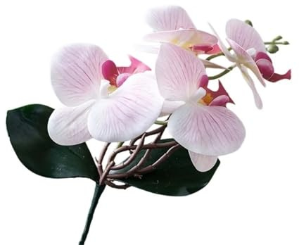 DUNSBY konstgjord orkidé falsk fjäril orkidé | Levande konstgjorda mal orkidéer tyg realistisk simulering phalaenopsis växter med löv (färg: 01)