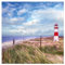 Wallario XXL Outdoor-Poster für Garten oder Balkon Leuchtturm am Strand von Sylt, Motivbanner Größe: ca. 180 x 180cm, 2-teilig, Outdoor-Bild