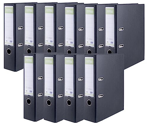 DONAU Ordner PREMIUM MAXI FSC 10er Pack/Breit/DIN A4 8 cm/Schwarz/Kunststoffbezug PP/Carton/Aktenordner Briefordner Büroordner Pappordner Schlitzordner Verstärkungsband/Made in EU