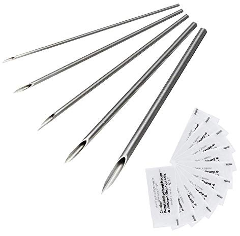 SOTICA 50PCS Aiguilles de Piercing 12G 14G 16G 18G 20G pour Kit de Piercing