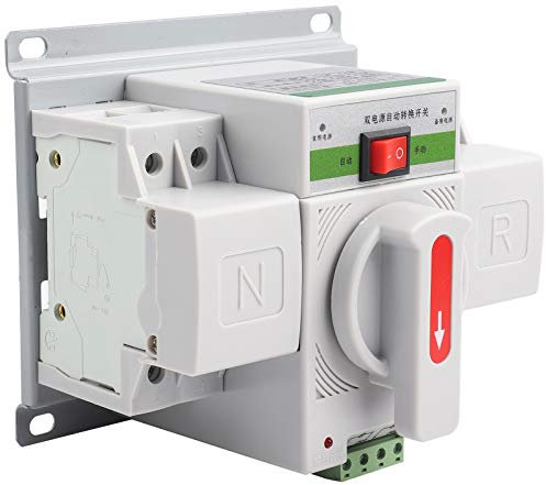 Transferencia Automática 220V 63A 2P, Interruptor de Transferencia Dual para Energía Reserva, Doble Potencia, Conmutación Rápida, Protección de Sobrecarga