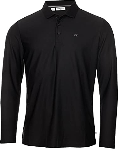 Calvin Klein Hommes Manches Longues Central Light Polo de Golf - Noir - XL