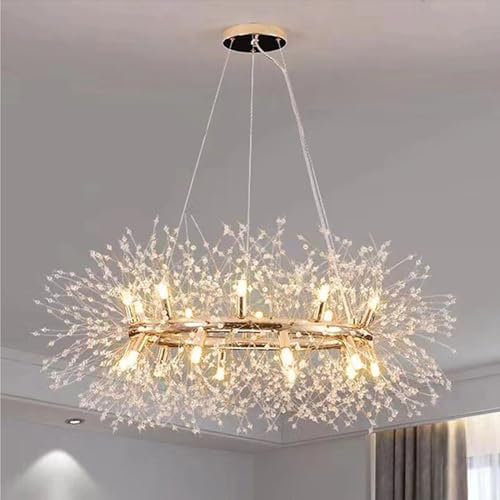 EFPD Lampadario moderno in cristallo dorato, diametro 100 cm, lampadario moderno di cristallo grande - 20 luci, per sala da pranzo, soggiorno, villa, cucina, salotto
