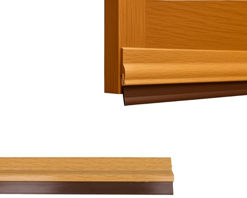 Amig - Burlete para Puertas de Entrada o de Paso - Burlete Adhesivo de sobreponer - Adhesivo Cepillo de PVC semirrígido - 1 m - Roble - PVC