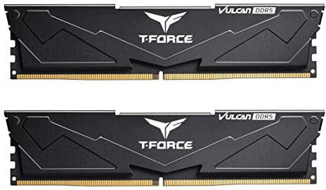 TEAMGROUP T-Force Vulcan DDR5 32GB (2x16GB) 6000MHz (PC5-48000) CL38 Desktop Memory Module Ram (Black) for Chipset 600 700 Series XMP 3.0 Ready - FLBD532G6000HC38ADC01