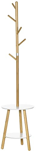 HOMCOM Porte-manteau sur pied 2-en-1 armoire d'entrée 39,5 x 39,5 x 171 cm