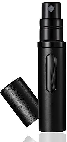 Emwel Perfume Atomiser, Empty Travel Perfume Atomiser, Mini Portable Spray Bottle with Window for Travel, 8 ml (Black)
