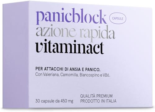 Integratore per Panico 100% Naturale | Panicblock Azione Rapida | Potenziato con Valeriana Camomilla Biancospino Vitamina B6 per Benessere Mentale | Super Rilassante | Blocca Panico Ansia e Stress