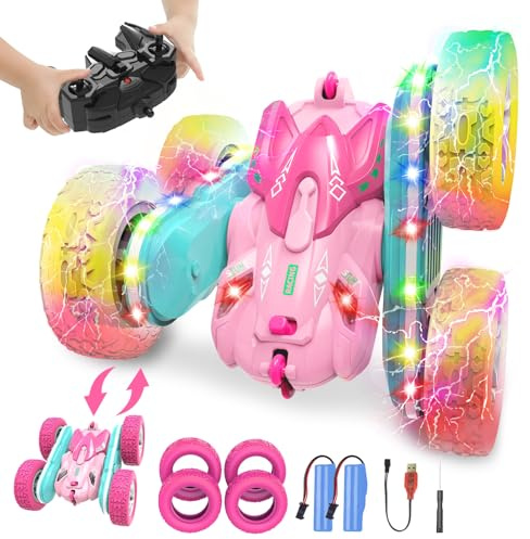 seveclotree Coche Teledirigido Niños 3 4 5 6 años,4WD 2.4GHz Rosa RC Coche Radiocontrol,Regalo Niña 3-12 Años Juegos Niños 3-10 Años Niños Juegos Exterior Niñas y Niños