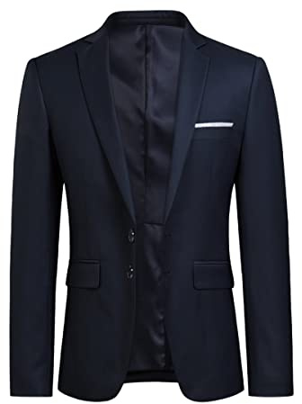 YOUTHUP Herrblazers slim fit elegant amerikansk formell kostymjacka för män, Blå, M