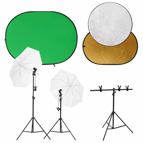 ZEYUAN Fotostudio-Set mit Leuchten, Hintergrund und Reflektor, Fotografie Zubehör, Kamera Zubehör, Hintergrundsystem Fotografie, YouTube Equipment, Tik Tok Lampe, Greenscreen Set,