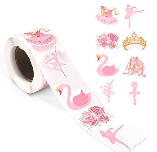 500pcs Pink Ballet Stickers for Girls, Dance Stickers Dancing Movements Ballerina Stickers Decals Ballerina Party Favors for Laptop Bottle Luggage Birthday Party Decor Dancer Gifts