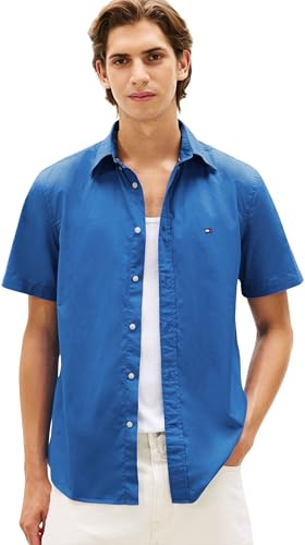 Tommy Hilfiger Men's Flex Poplin Solid S/S Shirt Mw0mw42630 S/S Shirt (Pack of 1)
