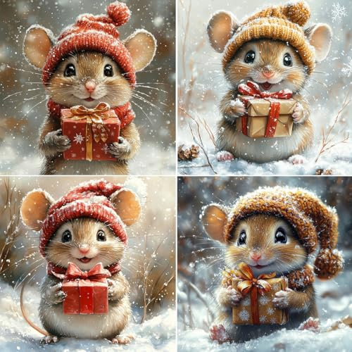 Christmas Cards Multipack 30 Pack Xmas Card Multi pack | 6 Cute Mouse Designs Christmas Cards 2025 Animals Mice Festive Seasons Greetings For Friends & Family