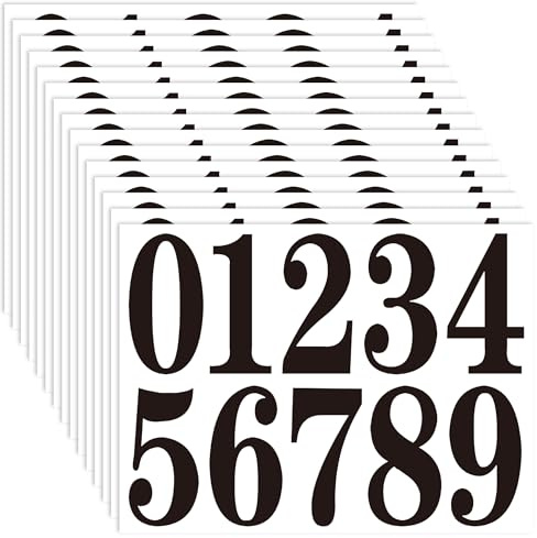 Bangbobi 15 Fogli di Adesivi numerici da 3 Pollici, Numeri Adesivi Neri Resistenti alle intemperie, Numeri civici Adesivi per Cassette postali