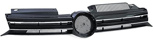 Grille sport pour radiateur en noir brillant avec baguettes chromées pour VW Golf 6 08-13
