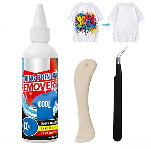 DTF Remover para Camisetas,Quita Adhesivos,Eliminador de Estampados de Ropa,Removedor Impresión,Removedor de Flocado Textiles,con Raspador y Pinzas,Perfecto para Eliminar Impresiones de Textiles