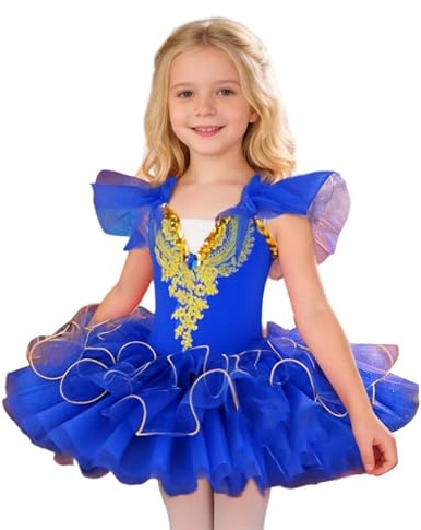 Robe de ballet pour fille, costume de danse ludique avec jupe en maille douce pour les spectacles et