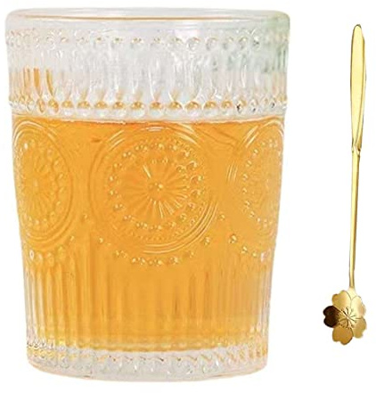 pintglas, Ölmuggset, Vintage solrosölglas med körsbärssked, Utsökt reliefglasmugg, Klassiskt glas