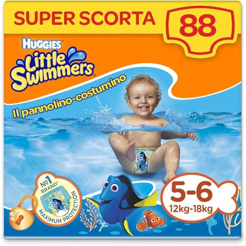 Huggies Little Swimmers L, talla 5-6 (12-18 kg), 8 paquetes de 11 [88 pañales] 88 pezzi