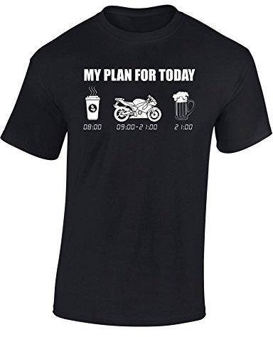 Baddery Biker T-shirt män: My plan for Today – motorcykel present för män t-shirt – motorcykelförare t-shirt – motorcykelkläder tillbehör, svart, XL