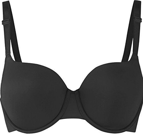 GA COMMUNICATIONS Women’s T-Shirt Bra Underwired Padded Full Cup – Seamless Everyday Comfort Lingerie with Moulded Cups, Adjustable Straps & Full Coverage Support[Black,32D]