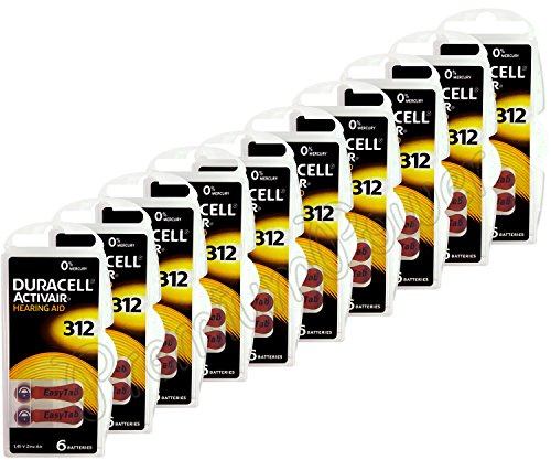 Duracell Hörgerätebatterien, Größe 312 braun, 120 Batterien