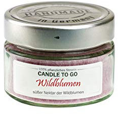 Candle Factory Candle TO GO Duftkerzen aus pflanzlichem Stearin im modernen Schraubdeckelglas, ca. 20h Brennzeit, Duft: Wildblumen