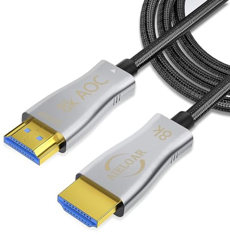 Aieloar 8K Optical Fibre HDMI Cable 30M,High Speed 48Gbps HDMI 2.1 Cable Support 4K@120HZ, 8K@60Hz,Dynamic HDR 10+, eARC, HDCP2.2, 4:4:4 7680x4320 Resolution