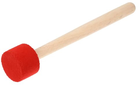 EXCEART Herramientas De Cuero Cuenco para Cantar Cuenco de Martillo Tibetano Cuenco para Cantar Cuenco de Madera Cuenco Rojo para Bailar Herramienta De Cuero