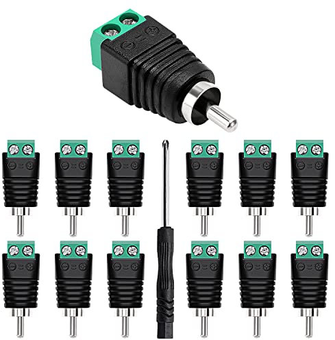 KUOQIY 12 Pezzi RCA Maschio Connettore Kit, RCA Audio Video Connettore Adattatore, per Telecamere di Sicurezza CCTV