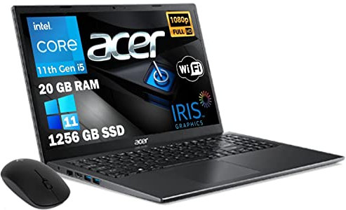 Acer Notebook Pc Portatile, Extensa EX215-54-5055,CPU i5-1135G7 4 Core, RAM 20 Gb SSD da 1256 Gb, 15.6 FHD IPS, Grafica Intel Iris Xe, Windows 11 Pro, pronto all'uso, gar. Italia MOUSE OMAGGIO