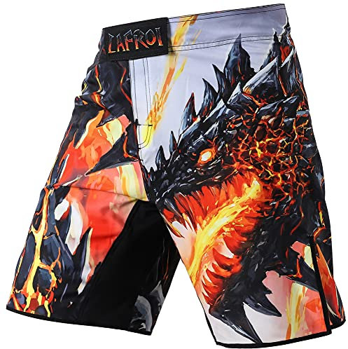 LAFROI Herren MMA Cross-Training Box Shorts Trunks Fight Wear mit Kordelzug und Tasche Melted Wings Size M