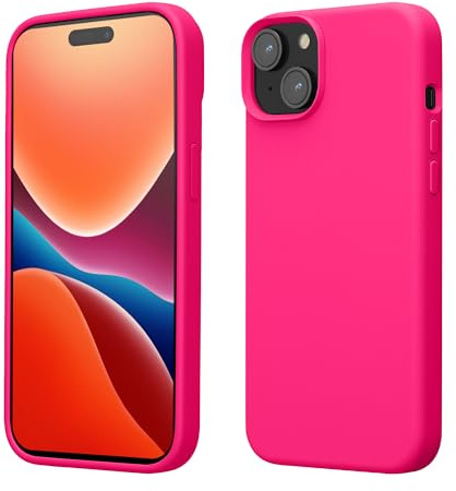 kwmobile Cover per Apple iPhone 15 Custodia - Back Case Antiurto Bordo Rialzato - in Silicone TPU Flessibile - rosa shocking