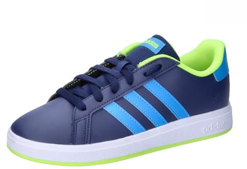 adidas Unisex Grand Court Lifestyle Tennis Lace-Up Shoes Tennisschuhe, Dark Blue/Blue Burst/Lucid Lemon, 36 2/3 EU
