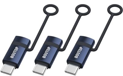 BOUTOP 60W [Apple MFi Zertifiziert] Lightning auf USB C Adapter für Schnelles Laden Kompatibel mit iPhone 15 Pro/15 Pro Max/15/15 Plus, MacBook, iPad - [3 Stück, Blau]