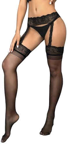 FDEETY Collant Femme Porte Jaretelles Sexy Bas Nylon Dentelle Jarretelles Ensemble Érotique String Culotte Guêpière Dessous Lingerie