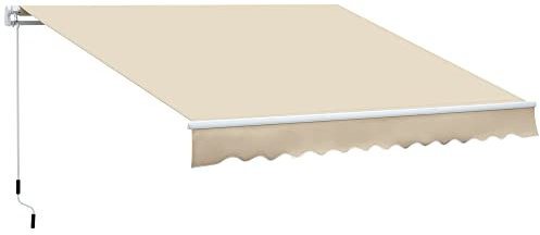 Outsunny Tenda da Sole 3.5x2.5 m con Braccio Avvolgibile UV30+ Crema