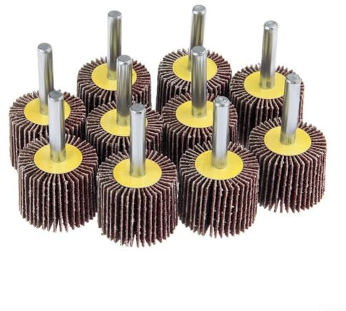 YUANGANG Lot de 10 Disques à Lamelles, Roue abrasifs à lamelle Diamètre de la Tête De 30 Mm, Disque de Ponçage Grain 80 pour Outil Rotatif avec Mandrin à Tige