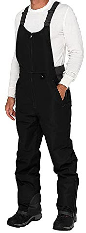 Herren Wasserdicht Ski Latzhose Fleece Gefüttert Isolierte Snowboardhose Winddicht Atmungsaktiv Winter Skihose Outdoor Thermo Schneesicher Schneehose mit Verstellbaren Trägern, Schwarz , 6XL