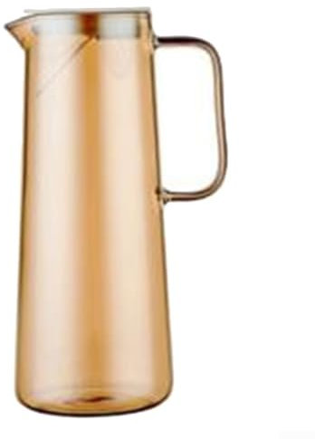 Caraffa in vetro colorato con coperchio, bollitore per acqua di raffreddamento, corpo dritto in vetro ambrato, grande capacità con filtro per il tè, bollitore per succhi di frutta (A)