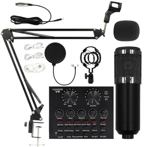 Inspelning av mikrofonset, professionell live streamingutrustning, användarvänlig live streaming kit, inspelningsstudiotillbehör för ankare, sångare professionell inspelning av mikrofonset, live