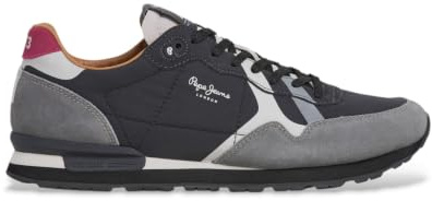 Pepe Jeans Baskets Brit Prints M pour Homme, Gris (Dark Grey), 42 EU, Gris foncé., 43 EU