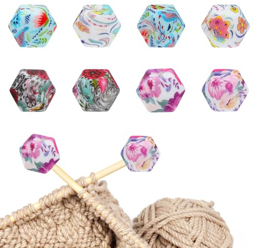 DOPENSPI 8PCS Knitting Needle Stoppers, Silicone Stitch Stoppers
