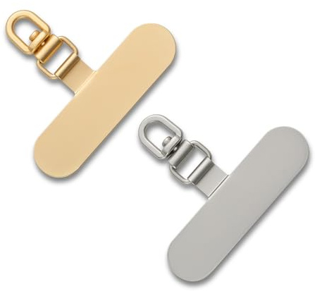 CHUQING Mobiltelefonkedja universaldynor 2 stycken mobiltelefon snodd lapp mobiltelefonband universell telefon snodd pads telefon patch, silverguld, M