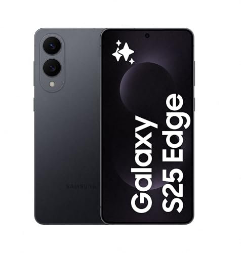 Samsung Galaxy S25 Edge AI Smartphone, Galaxy AI, Android Smartphone, 12GB Memory, 256GB Storage, 200 MP Camera, Long Battery Life, Titanium JetBlack, 3 Year Samsung Extended Warranty (UK Version)