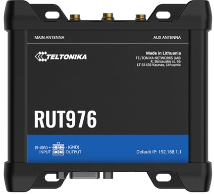 Teltonika RUT976 RedCap 5G low latency and high capacity cellular industrial Wi-Fi Router, 4G LTE CAT 4, Dual SIM, RS232, RS485