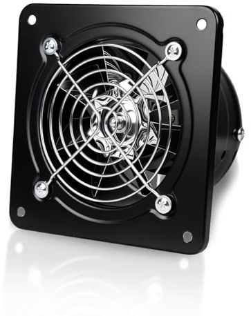 Qivine 4 Inch 100mm Kitchen & Bathroom Extractor Fan 140m³/h Metal Vent Fan with UK Plug, Shifts Air Quickly, Super Silent, Simple & Effective & No Faff, Ideal for Toilet, Warehouse, Restaurant, Garag