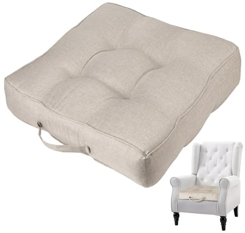 Emma Barclay Booster Cushion for Armchair & Dining Chair Large Firm Seat Cushion 50x50cm 10cm Thick Supportive Cushion for Elderly Post-Operative Recovery & Pregnancy Luxury Seat Pad (Linen)