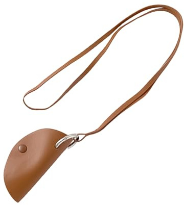Bröstficka av läder – 11 x 4,5 cm/4,33 x 1,77 tum nyckelväska i läder | mini-halshållarväska, tillverkad i en unik halvcirkelformad form, designad för att väcka uppmärksamhet